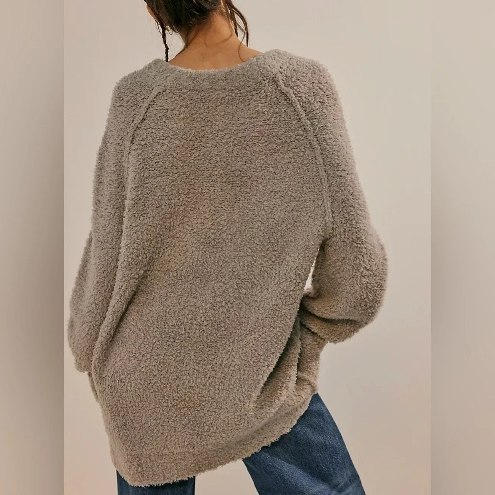 Free People Teddy Sweater Tunic in silver cloud size medium